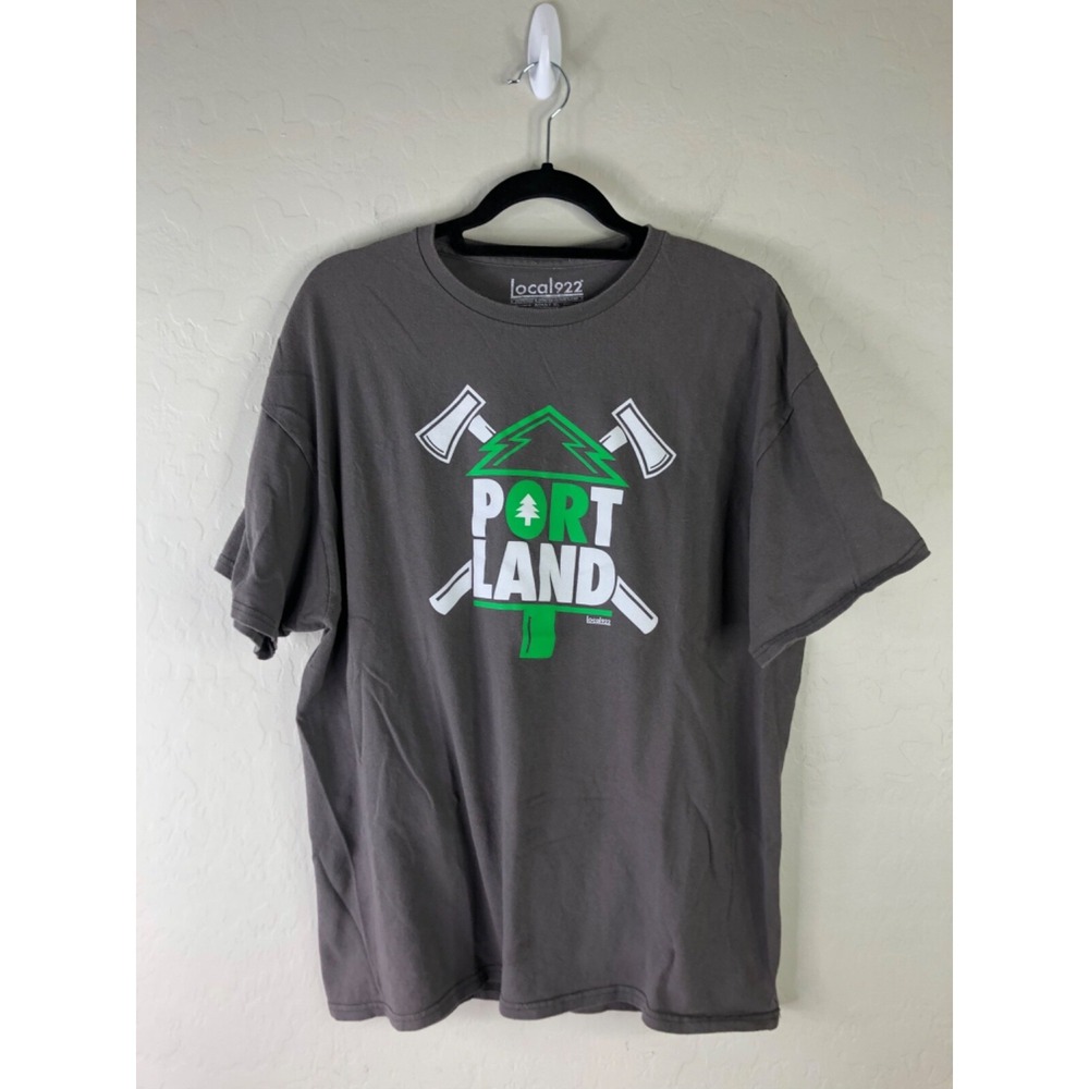 LOCAL 922 Portland Men's XL PNW Gray Short Sleeve Tourist Shirt 100%‎ Cotton